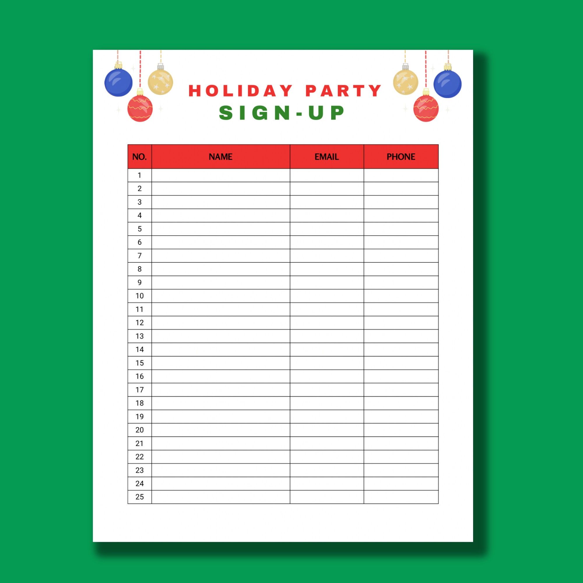 Holiday Party Sign up Sheet Sign up Tracker Letter PDF Etsy Holiday Party Sign up Sheet Sign up Tracker Letter PDF Etsy