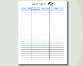 Printable Vital Sign Log | Vital Sign Tracker |  BP Tracker | Heart Rate Tracker | Letter PDF | Instant Download