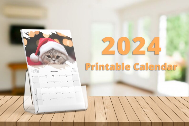2024 Cats Calendar Printable A4 Monthly Calendar 2024 With Boxes for