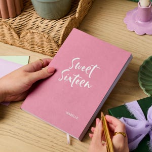 Personalised 16th Birthday Gift Notebook | Sweet Sixteen Birthday Present | Sixteenth Birthday Gifts | Vegan Leather Notebook