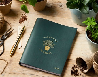 Personalised Leather Effect Gardening Journal - Gardening Planner - Gardening Organiser - Gifts for Gardeners - Garden Tools