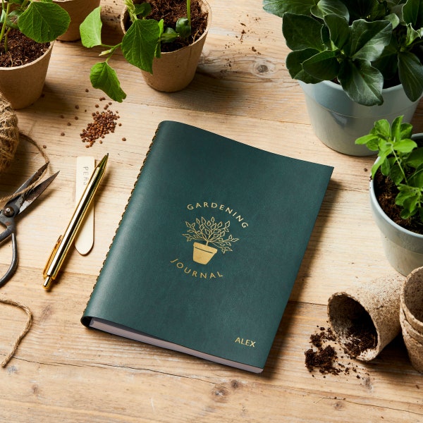 Personalised Leather Effect Gardening Journal - Gardening Planner - Gardening Organiser - Gifts for Gardeners - Garden Tools