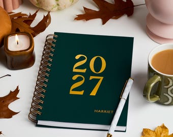 Personalized 2027 Daily Diary – Bold Hardback Diary - Daily Planner 2027 - Gold or Silver Foil - Personalised Diary *US Tariffs Included*