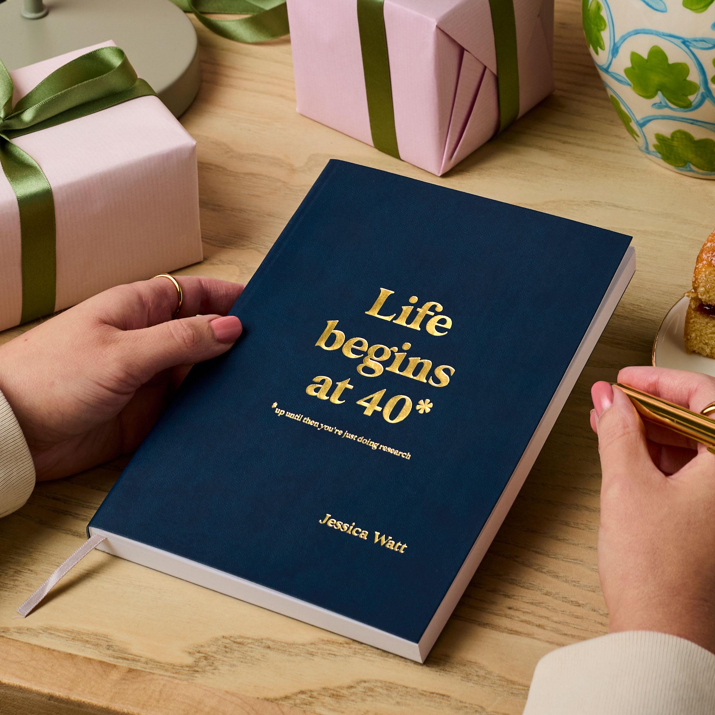 Personalised 40th Birthday Vegan Leather Notebook: Gold or Silver