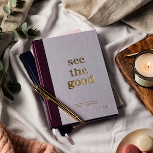 Personalised Gratitude Journal - Self Care Journal - Gratitude Tracker - Positivity Planner - Grey Journal - *US Tariff Covered*