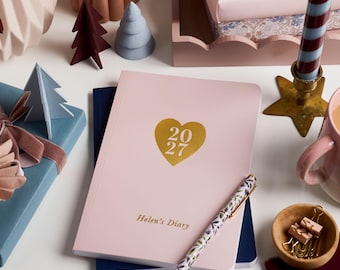 Personalized Heart 2027 Diary – Weekly Diary 2027 - Foiled Heart Planner - Journal Notebook - Personalised Diary *US Tariffs Included*