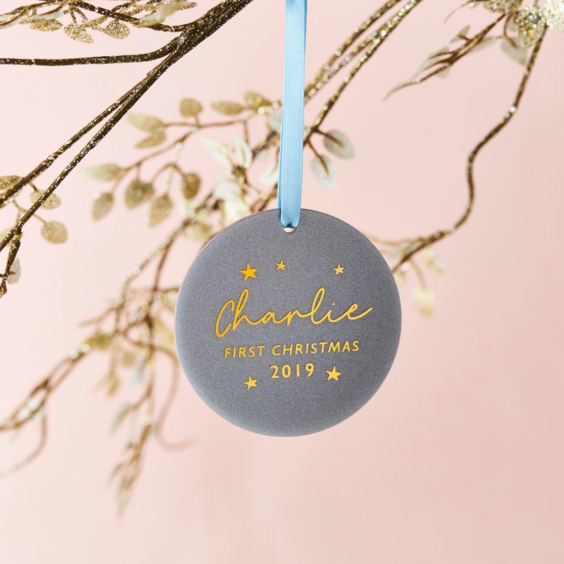 Babys First Christmas 2023 Glitter Decoration Baby's First Christmas Christmas Tree Decoration Personalised Christmas Tree Decoration image 1