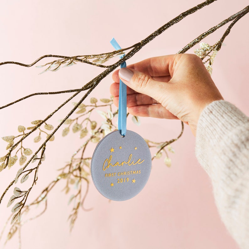 Babys First Christmas 2023 Glitter Decoration Baby's First Christmas Christmas Tree Decoration Personalised Christmas Tree Decoration image 2