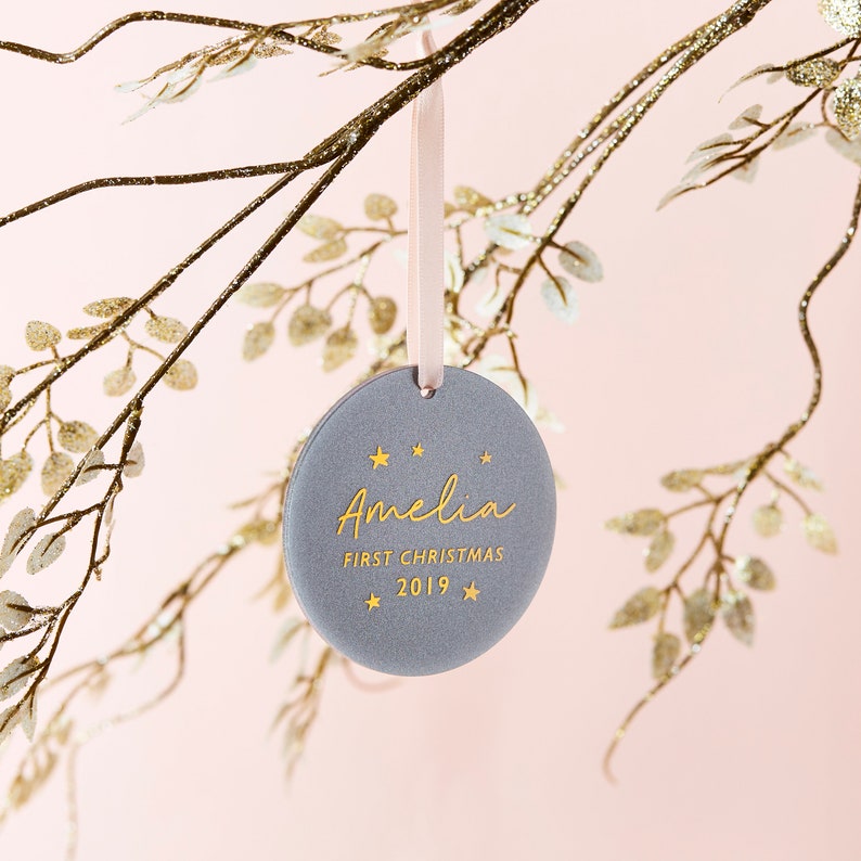 Babys First Christmas 2023 Glitter Decoration Baby's First Christmas Christmas Tree Decoration Personalised Christmas Tree Decoration image 4
