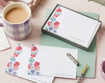 Cartes de notes florales sauvages personnalisées - Cartes de notes personnalisées - Ensemble d'écriture - Cadeaux pour les mamans - Cadeaux de fleurs - Cadeaux de la fête des mères - Cartes de note