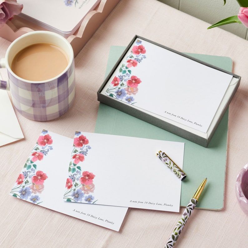 Personalised Wild Floral Notecards Personalised Notecards Writing Set Gifts for Mums Flower Gifts Mother's Day Gifts Note Cards image 1