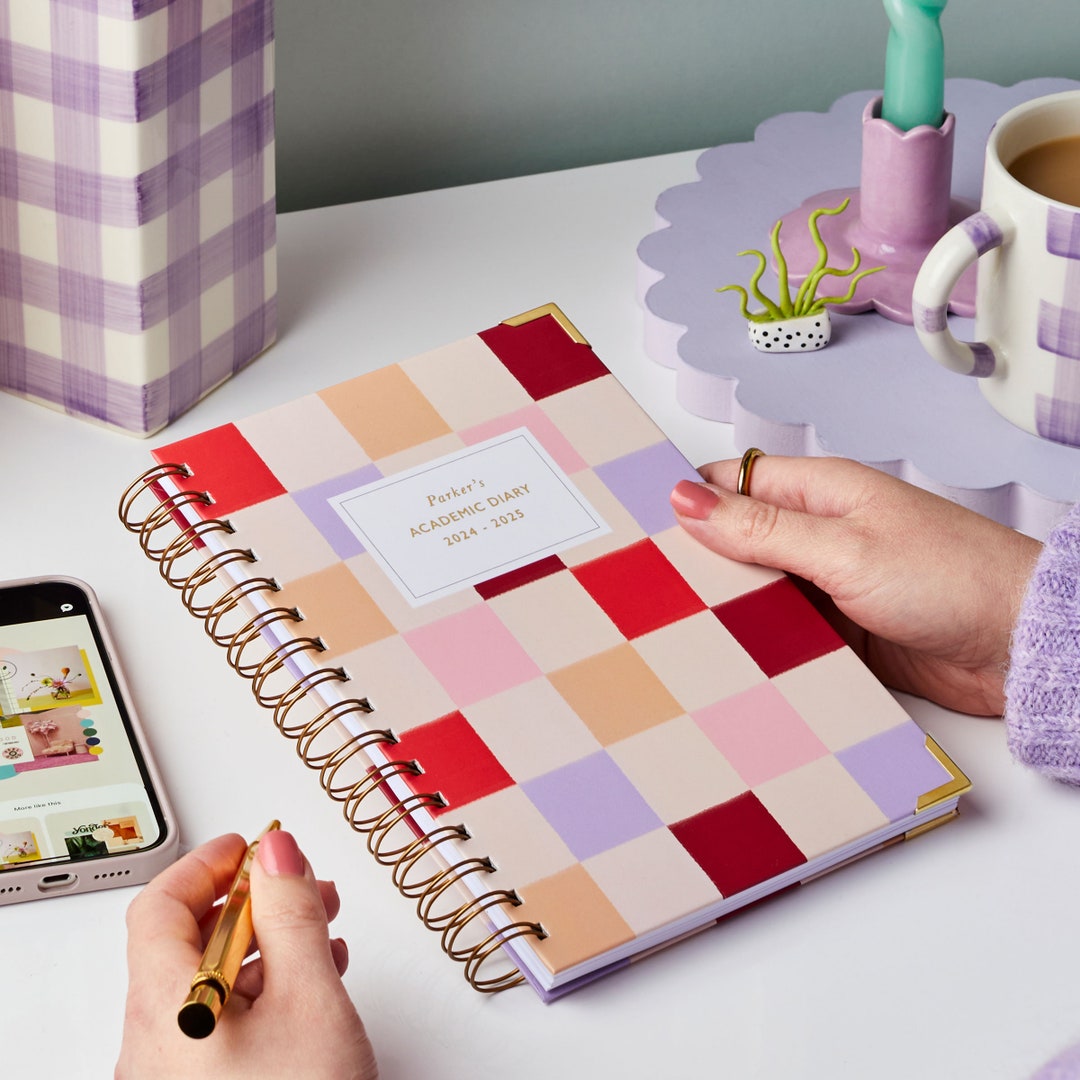 Personalised Checkered 2024-2025 Academic Diary - Customised Academic ...