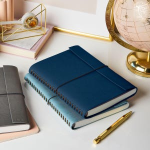 Personalised Leather Effect Notebook - Monogram Leather Notebook - Journal Notebook - A5 Notebook Cover