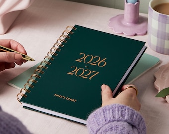 Personalised 2026-2027 Mid-Year Hardback Diary: Foil Embossed Planner