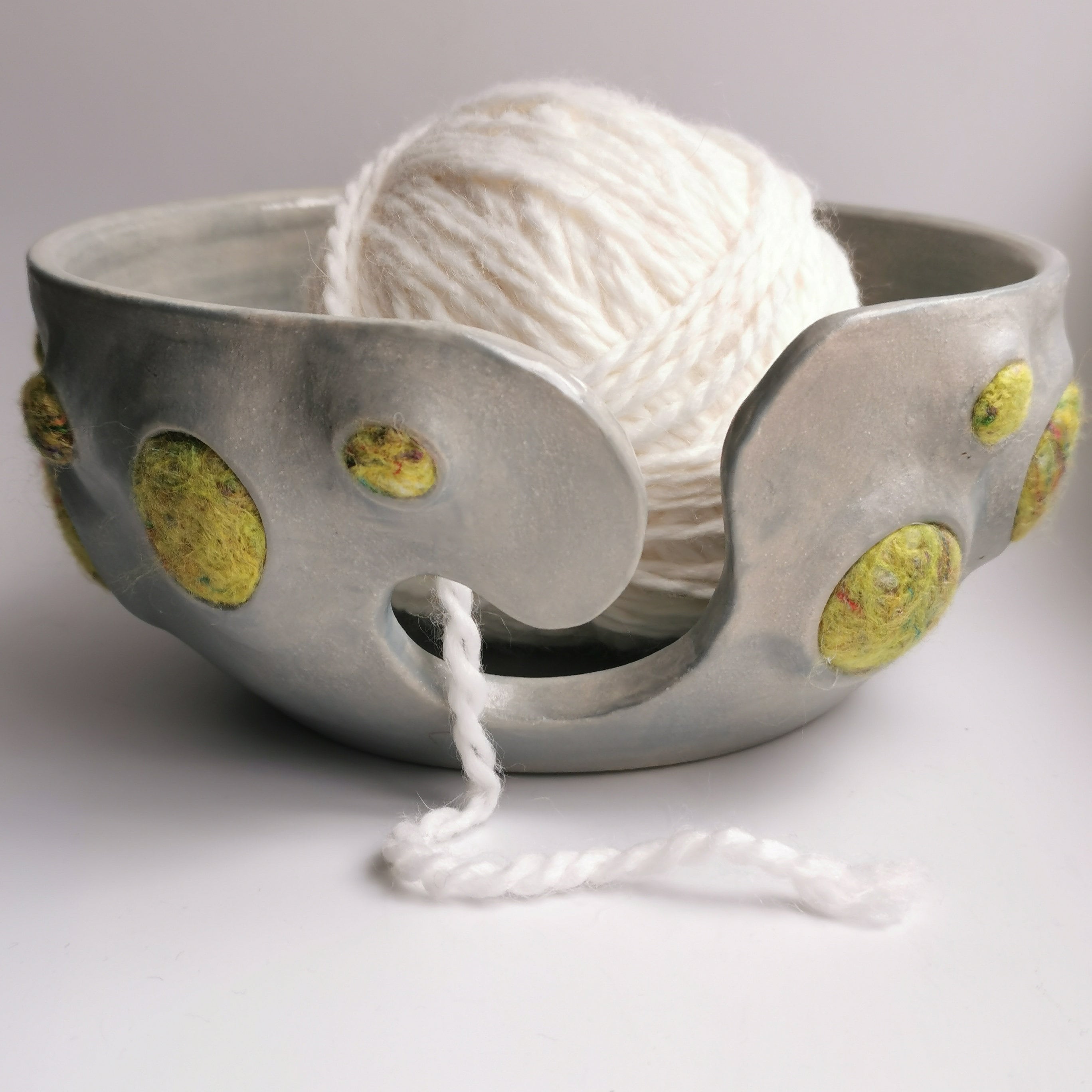 Unique fibre yarn bowl handmade pottery