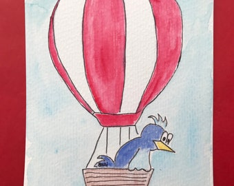 Becki-Bird, Aquarellzeichnung "Heißluftballon"
