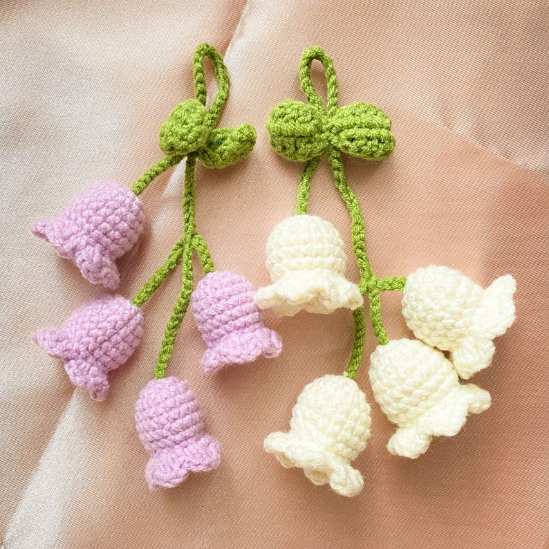 Crochet Lily of the Valley Key Chain Earrings Bag Accessories Etsy