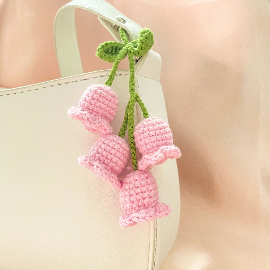 Crochet Lily of the Valley Key Chain Earrings Bag Accessories Etsy
