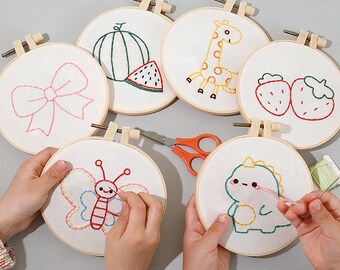 Cute Embroidery Kit for Kids, Embroidery in Small Size, Beginners Embroidery Kit, Embroidery Gift for Children, Easy Embroidery Set