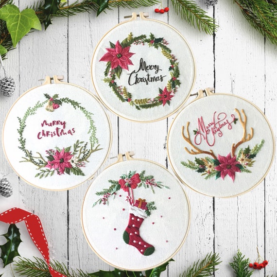 Christmas Embroidery Kit for Adults, Christmas DIY Craft Kit, Holiday Decor  Christmas, Modern Embroidery Kit Cross Stitch,christmas Ornament 