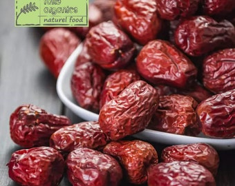 Azufaifo orgánico secado al sol, dátiles rojos chinos, natural, vegano, sin gluten, alimento saludable