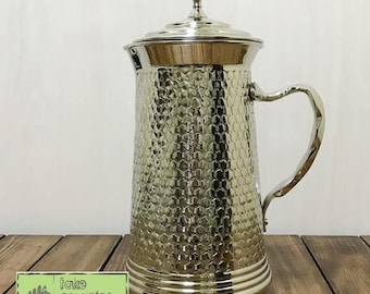 Handmade Copper Honeycomb Jug, Embossed Turkish Pitcher