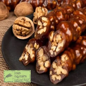 Traditionally Handmade Walnut Churchkhela, Walnut Coasted Rolled, Natural Snack With Plenty of Walnut