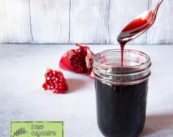 Melaza de granada orgánica, jarabe de granada natural, aderezo para ensaladas
