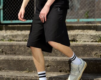 Oversize cotton shorts OGONPUSHKA Pang black