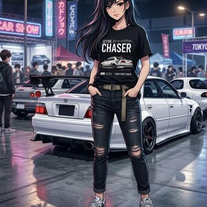 Camiseta JZX100 Chaser, camiseta de cultura automovilística JDM, regalo para fans de Toyota, importación personalizada, coche deportivo japonés de drift, dibujos animados de anime, Navidad, cumpleaños, vacaciones