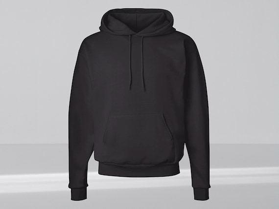 Felpa con cappuccio nera a maniche lunghe, felpe con cappuccio
