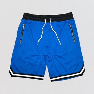 Short de basket-ball de sport vintage, short de course bleu - entrejambe de 7 pouces