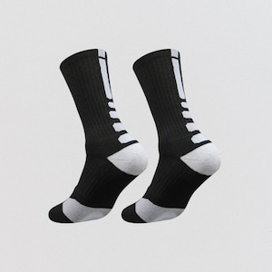 3-Pack Dri-Fit Crew Black/White Athletic Elite Sports Socks, Everyday Crew Socks, Fitness Socks