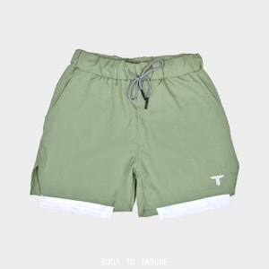 Mens Workout Shorts for Running and Exercise, Green Gym Shorts With Liner