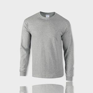 Blank Gray Long-Sleeve T-Shirt, Comfy Long-Sleeve Shirt, Unisex Long Sleeve