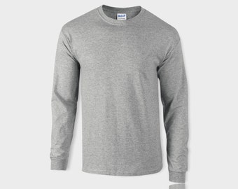 Blank Gray Long-Sleeve T-Shirt, Comfy Long-Sleeve Shirt, Unisex Long Sleeve