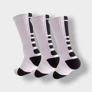 3-Pack Cushioned Crew Athletic Sports Socks, Basketball Crew Socks, Fitness Socks