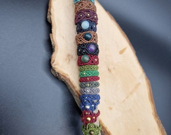 Macrame ring, gemstone bead, boho chic