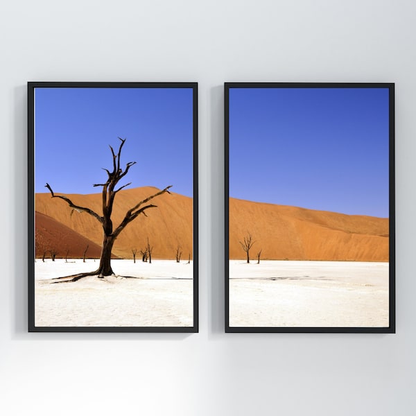 Namibian Desert Landscape, Desert Art Print, Set of 2 Desert Art, Deadvlei, Africa landscape, Digital Print