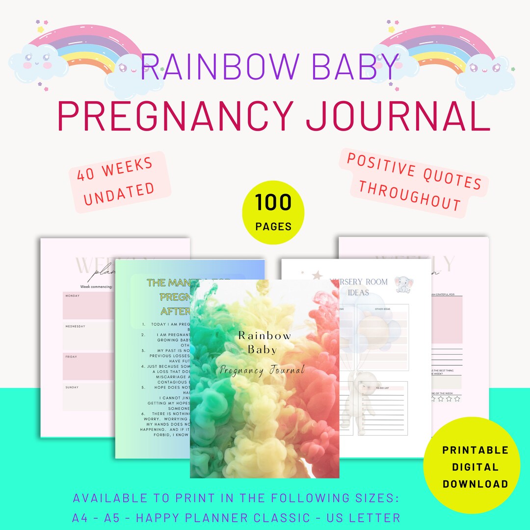 Rainbow Baby Pregnancy Journal Printable Digital Download Etsy