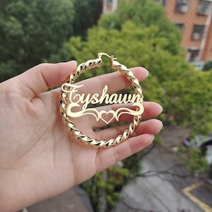18K Gold Filled Benutzerdefinierte Hoop-Ohrringe, Name-Creolen, personalisierte Ohrringe, Namensohrringe, große Creolen, Frauen-Namensschmuck