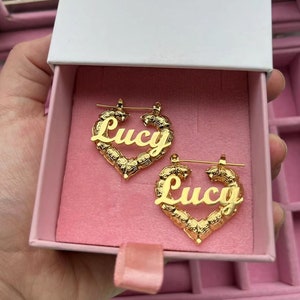 Mydiy 45mm Vintage Gold Earrings Fashion Hollow Love Letter Bamboo