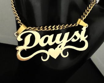 Gold Name Necklace, Custom Cuban Chain, Personalized Jewelry