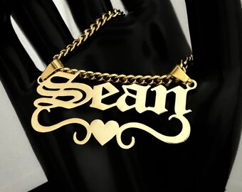 18K Gold Filled Custom Name Necklace, Old English Font