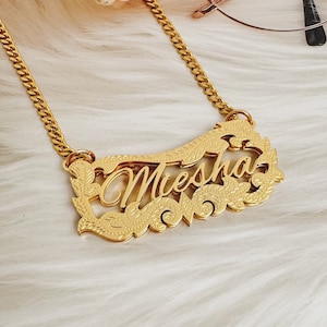 Nameplate Necklace,Custom Name Necklace,Double Plated Name Necklace, Personalized Name Pendant,Name Plate,Personalized Jewelry,Birthday Gift