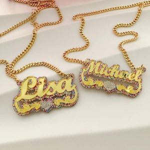 Personalized Acrylic Nameplate Necklace, Custom Name Necklace, Colorful Name Necklace,Acrylic Nameplate, Kids Name Nacklace, Jewelry Gift