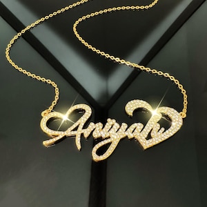 Script Name Necklace, Diamond Name Necklace, Custom Nameplate Necklace, Women Name Necklace, Bling Name Necklace, Personalized Necklace