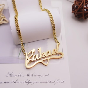 Personalized Double Name Necklace with Heart,Custom Name Necklace,Gold Name Necklace,Name Necklace,Personalized Gift,Jewelry Gift for Mom