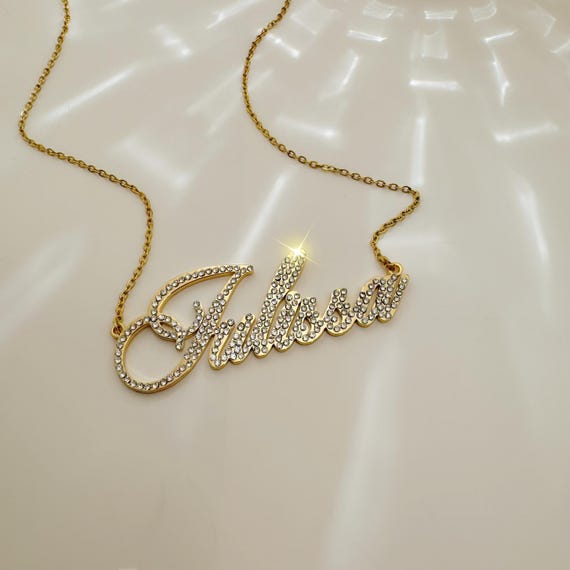 Diamond Name Necklace,script Name Necklace,custom Name Necklace