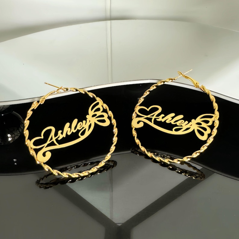 Custom Hoop Earrings, Name Hoop Earrings, Large Big Hoop Earrings, Kids